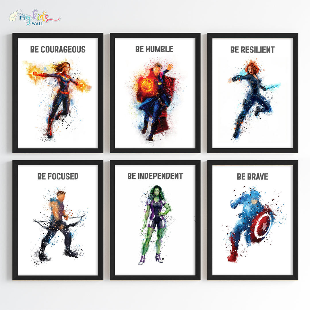 Marvellous Superheroes Motivational Wall Art for Siblings (Framed)