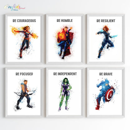Marvellous Superheroes Motivational Wall Art for Siblings (Framed)