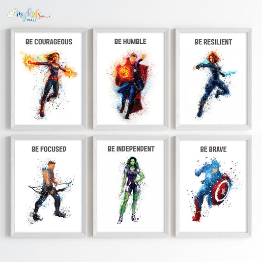 Marvellous Superheroes Motivational Wall Art for Siblings (Framed)