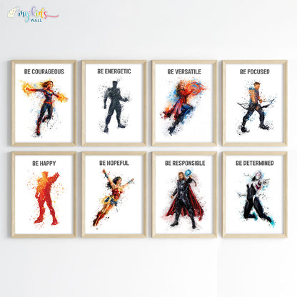 Marvellous Superheroes Motivational Wall Art for Siblings (Framed)