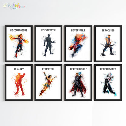 Marvellous Superheroes Motivational Wall Art for Siblings (Framed)