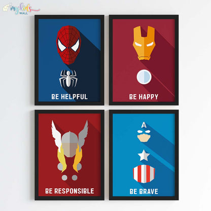 Marvellous Superheroes Watercolor Wall Art (Framed)