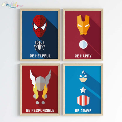 Marvellous Superheroes Watercolor Wall Art (Framed)