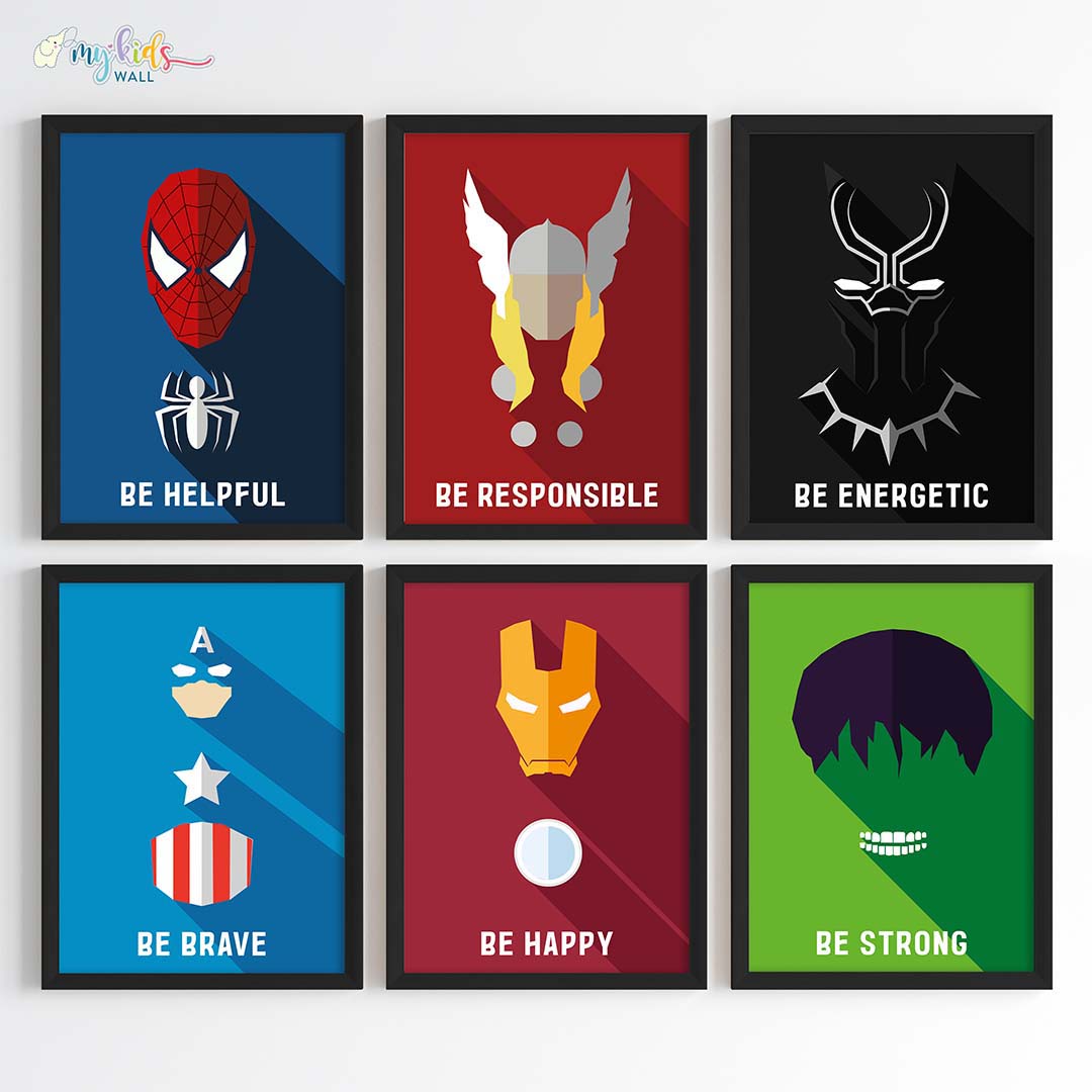 Marvellous Superheroes Watercolor Wall Art (Framed)