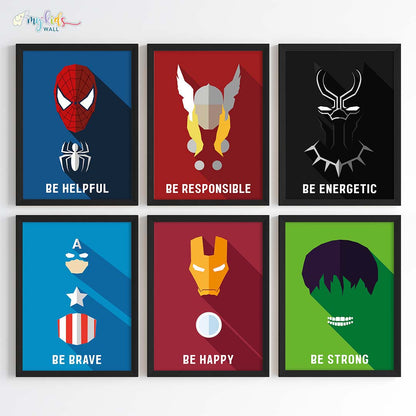 Marvellous Superheroes Watercolor Wall Art (Framed)