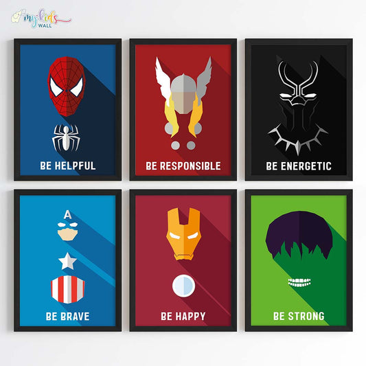 Marvellous Superheroes Watercolor Wall Art (Framed)