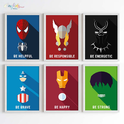 Marvellous Superheroes Watercolor Wall Art (Framed)