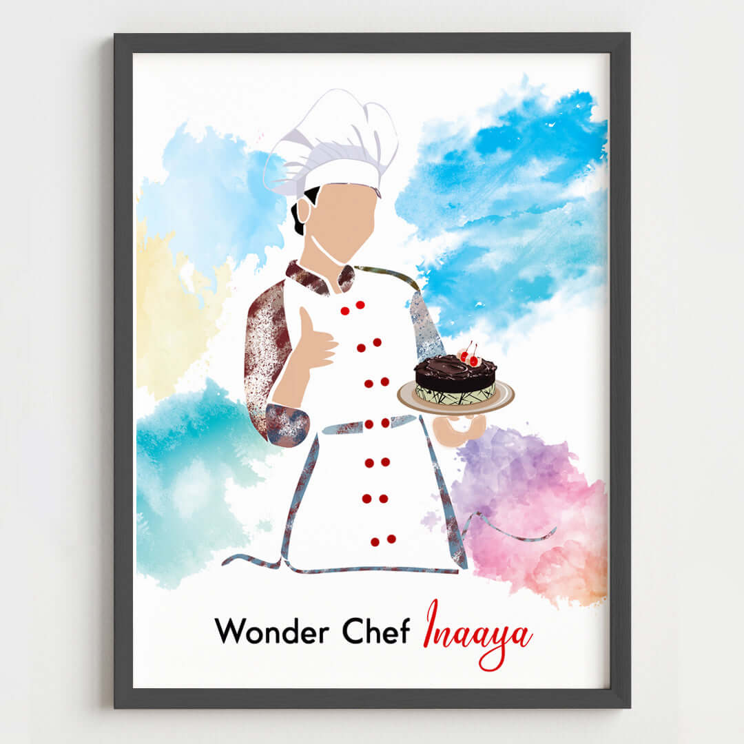 Inspirational master baker girl wall art black frame