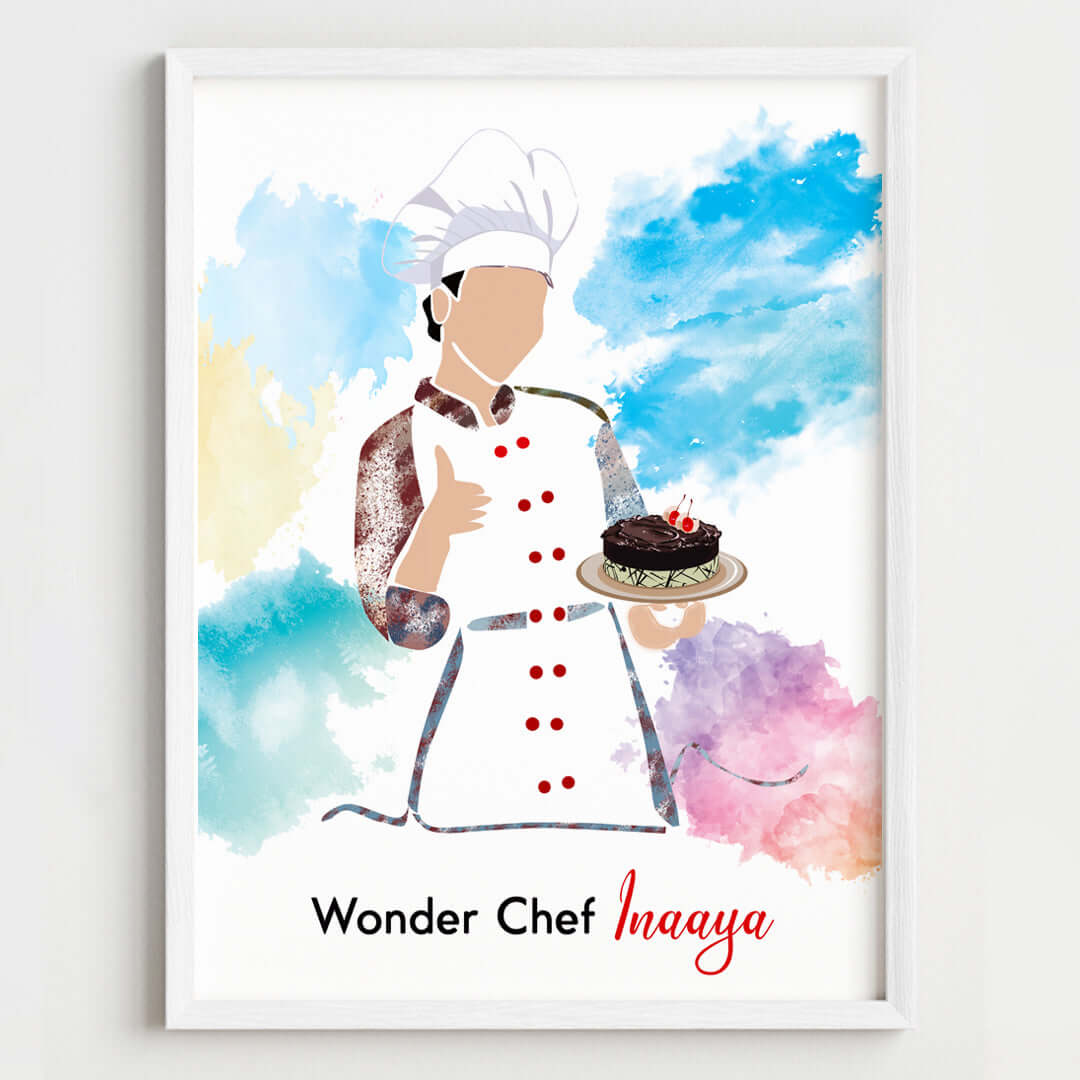 Inspirational master baker girl wall art white frame