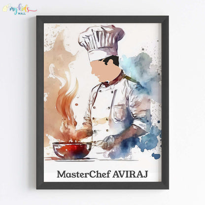 Inspirational master chef boy wall art black frame