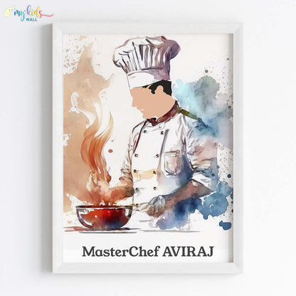 Inspirational master chef boy wall art white frame