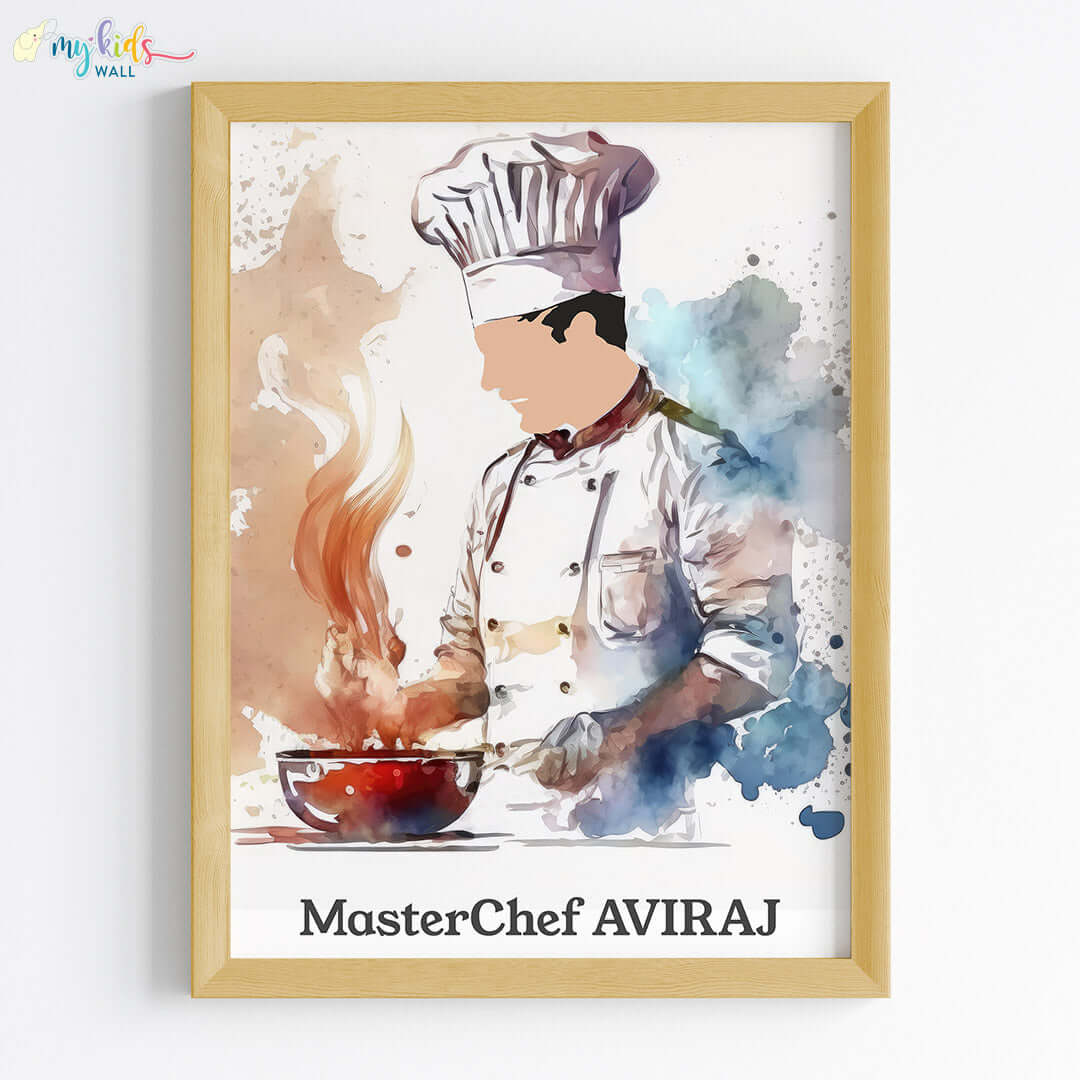 Inspirational master chef boy wall art wooden frame