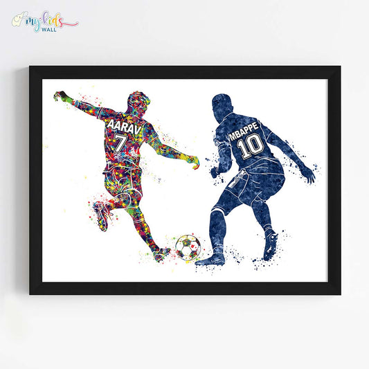 Playing Football with Mbappe Personalized Wall Art (Framed)