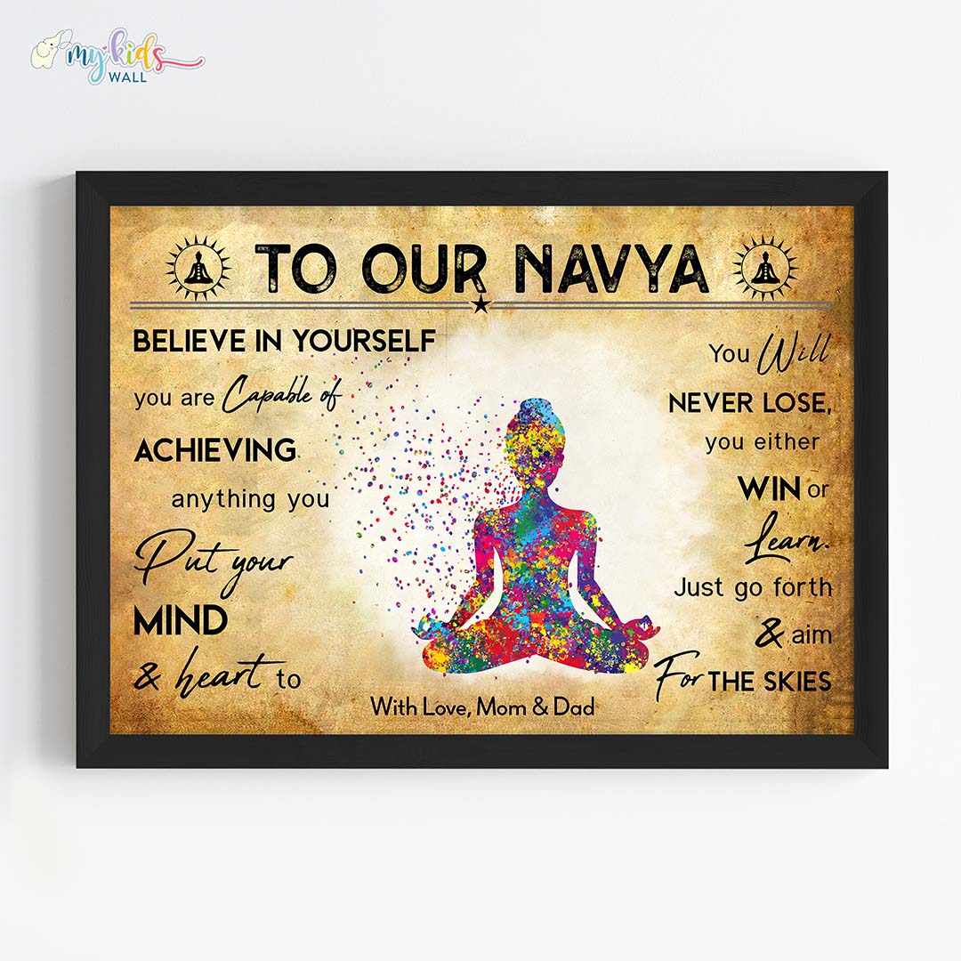 Meditating Yogi Personalized Motivational Wall Art Framed Black
