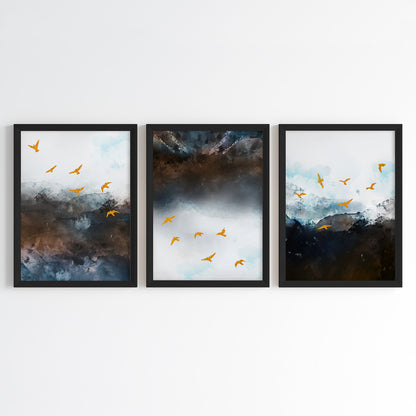 Mercurial Birds Abstract Wall Art (Framed Set of 3)