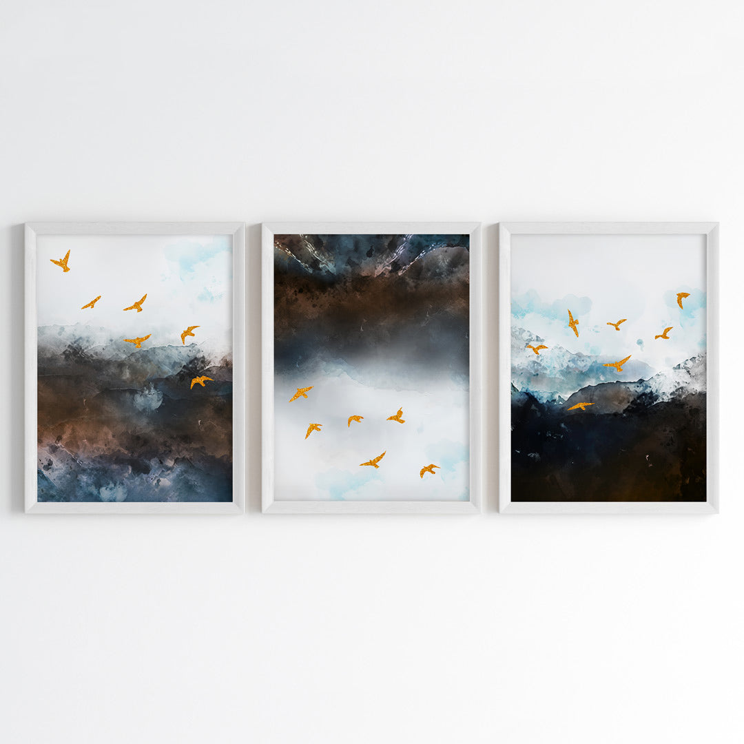 Mercurial Birds Abstract Wall Art (Framed Set of 3)