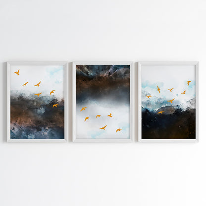 Mercurial Birds Abstract Wall Art (Framed Set of 3)
