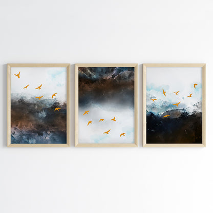 Mercurial Birds Abstract Wall Art (Framed Set of 3)