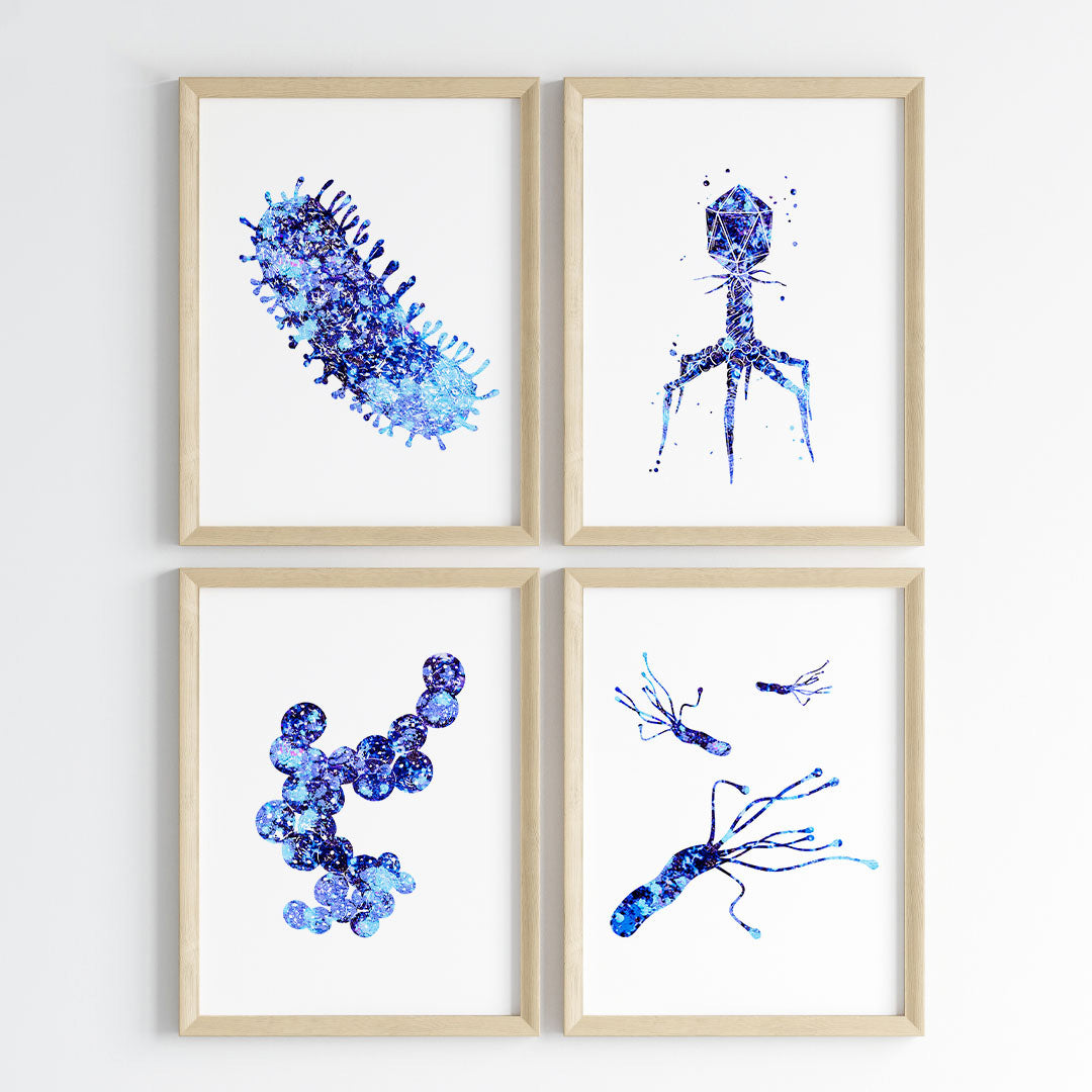 Microorganism Watercolor Science Wall Art