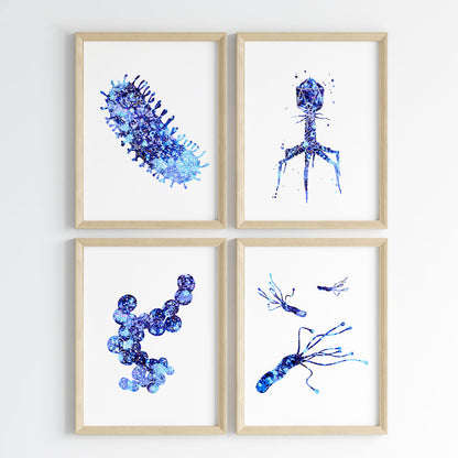 Microorganism Watercolor Science Wall Art