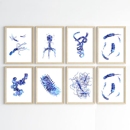 Microorganism Watercolor Science Wall Art