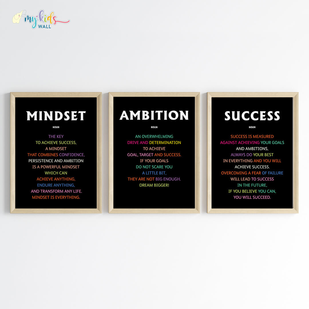 Indigo Success Quotes Collection Framed Wall Art