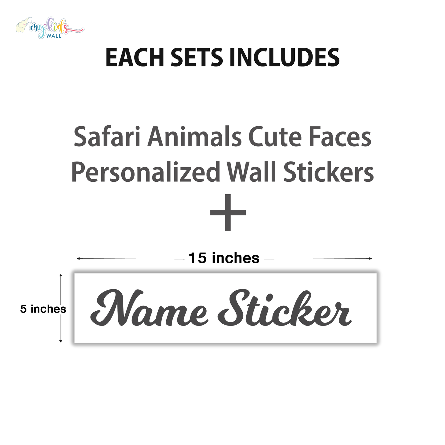 Safari Animals Cute Faces Personalized Wall Stickers