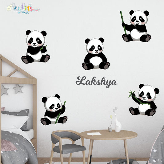 Playful Panda Personalised Wall Stickers