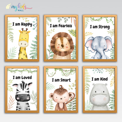 Motivational Baby Safari Animals Wall Art (Framed) New