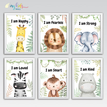 Motivational Baby Safari Animals Wall Art (Framed) New