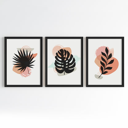 Modern Botanical Abstract Wall Art (Framed Set of 3)