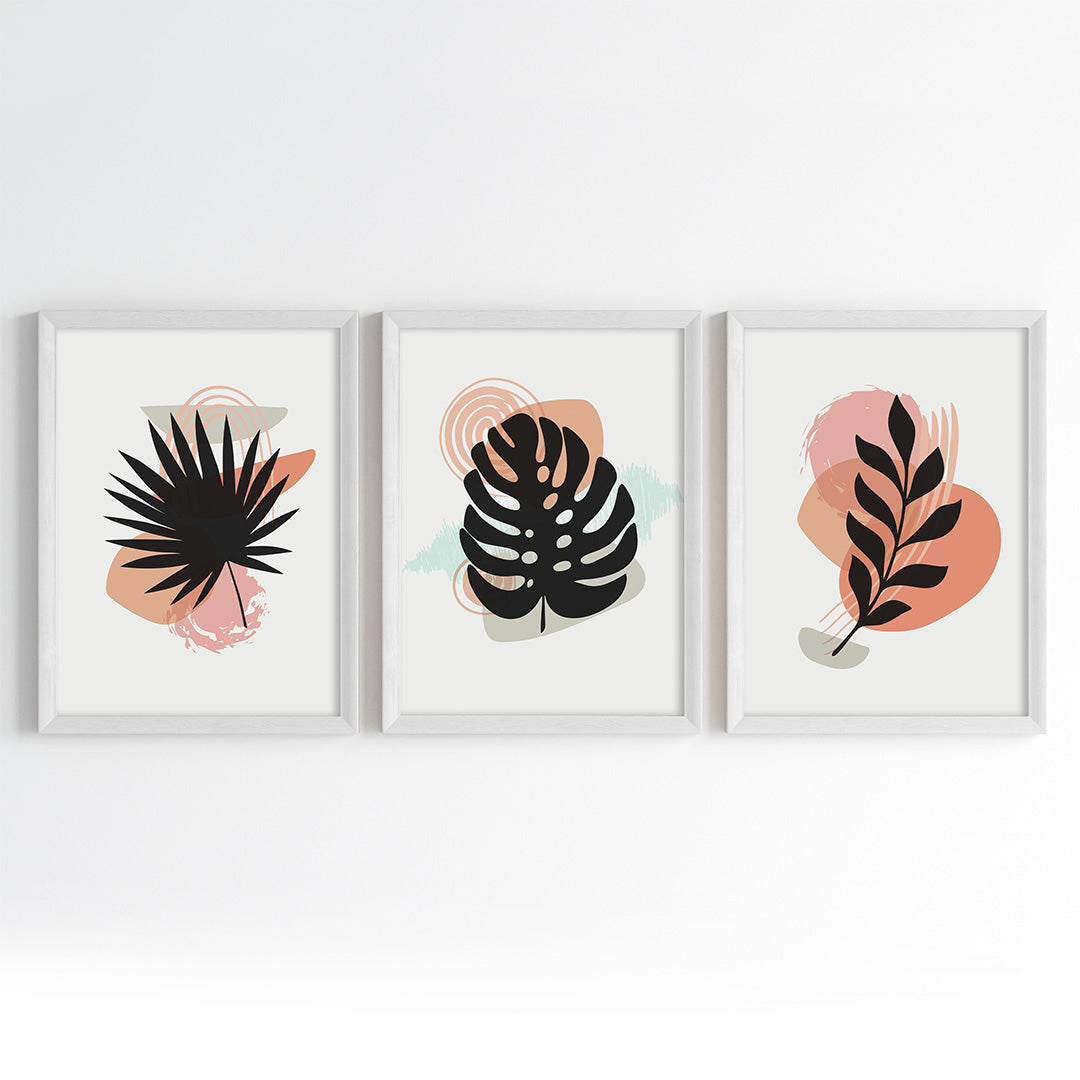Modern Botanical Abstract Wall Art (Framed Set of 3)