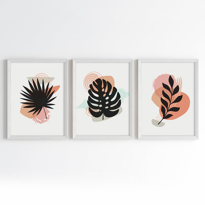 Modern Botanical Abstract Wall Art (Framed Set of 3)