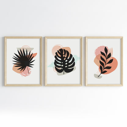 Modern Botanical Abstract Wall Art (Framed Set of 3)