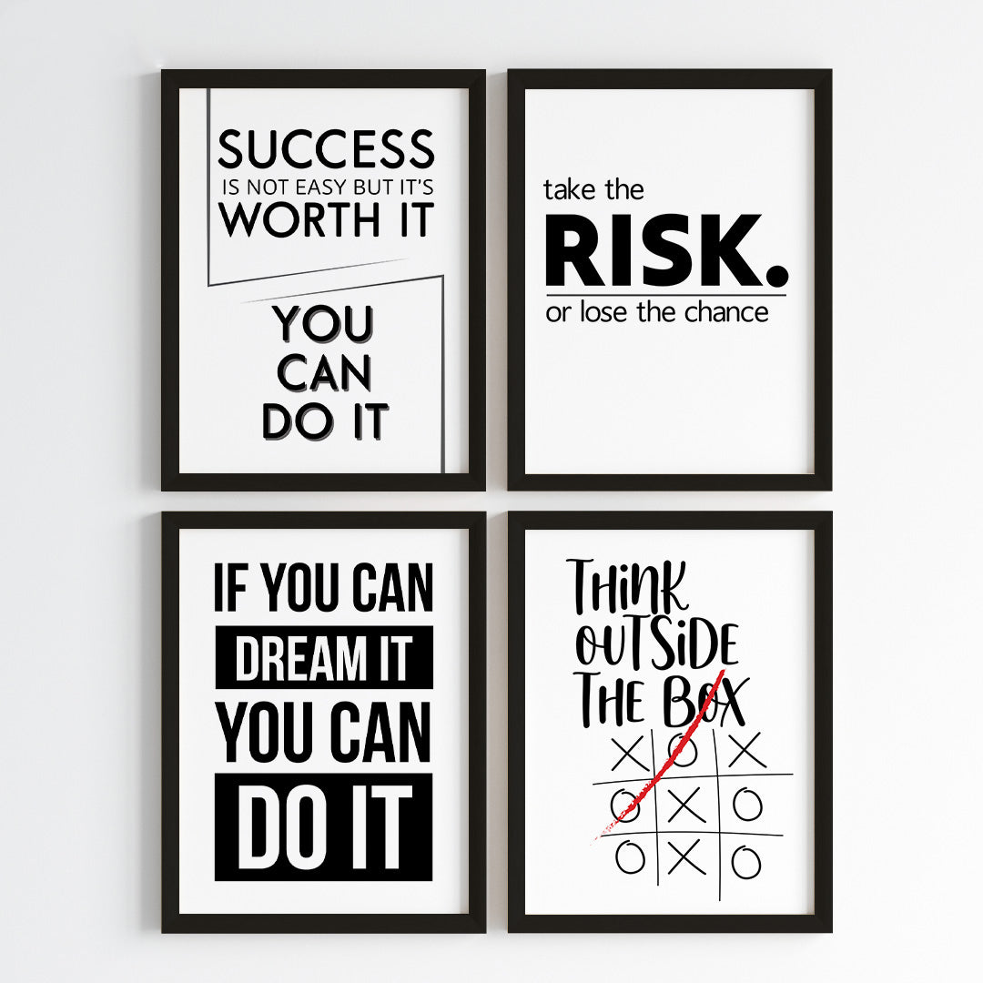 Modern Motivation Office Wall Art (Framed)