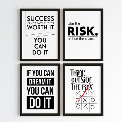Modern Motivation Office Wall Art (Framed)