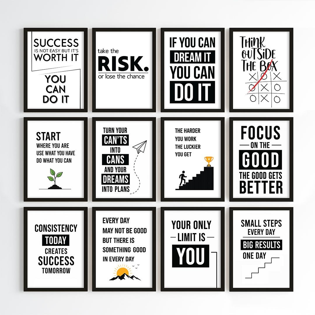 Modern Motivation Office Wall Art (Framed)