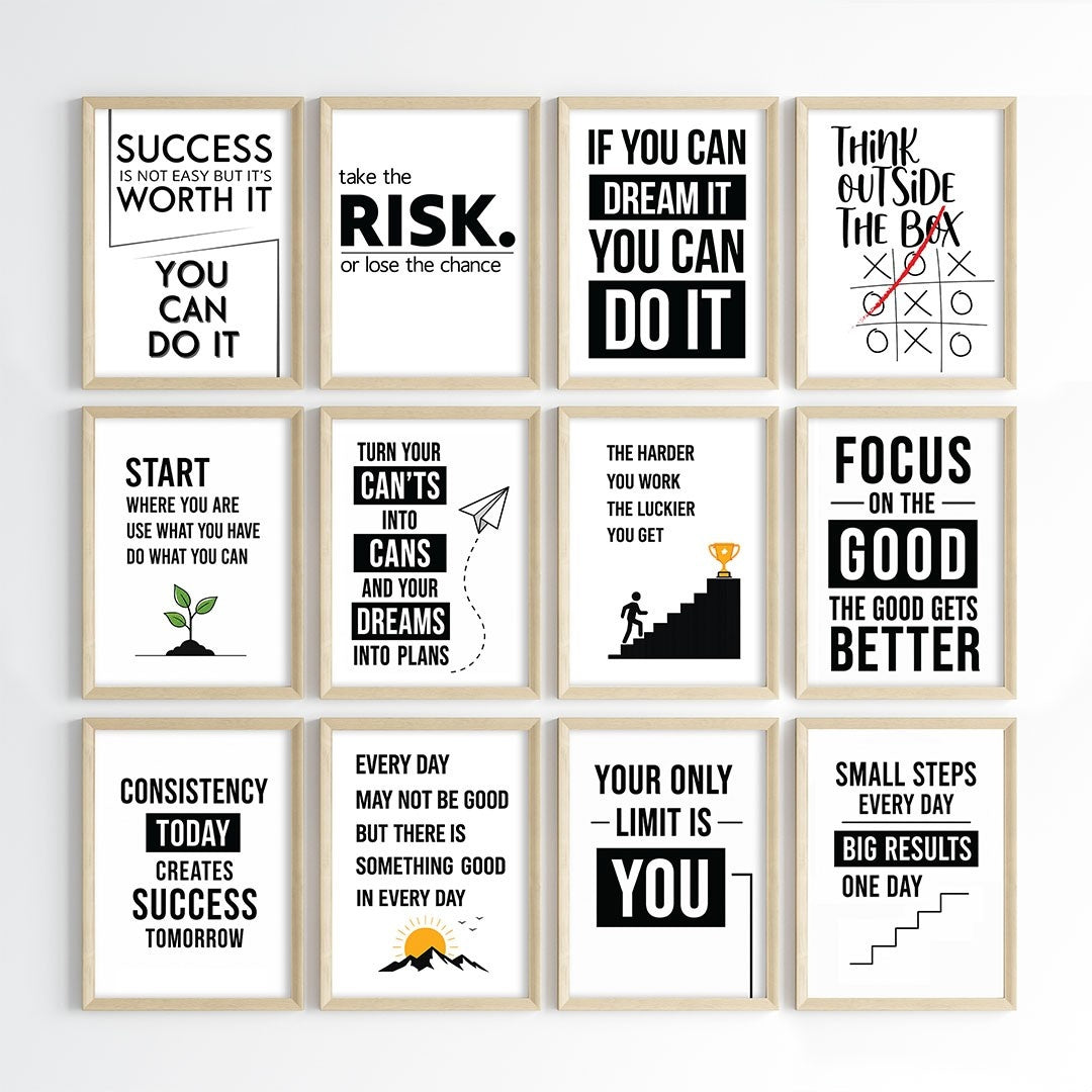 Modern Motivation Office Wall Art (Framed)