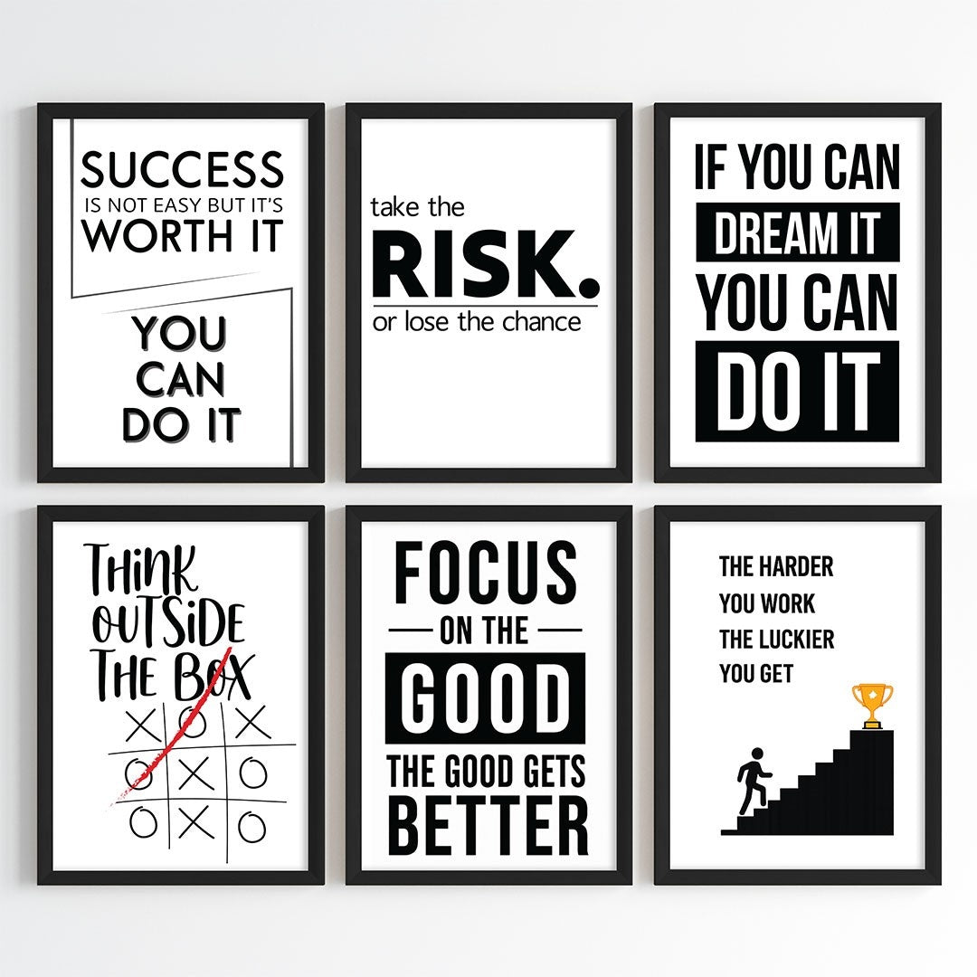 Modern Motivation Office Wall Art (Framed)