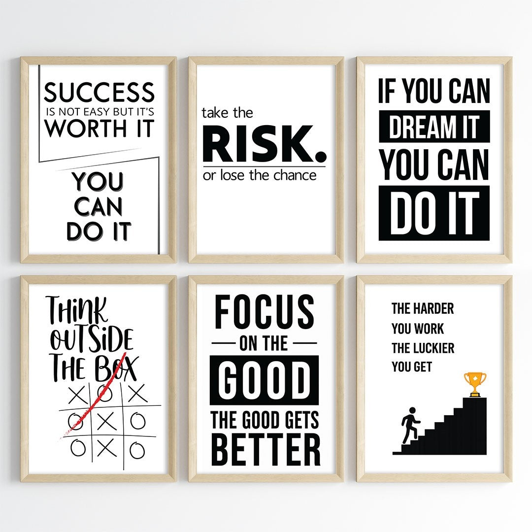 Modern Motivation Office Wall Art (Framed)