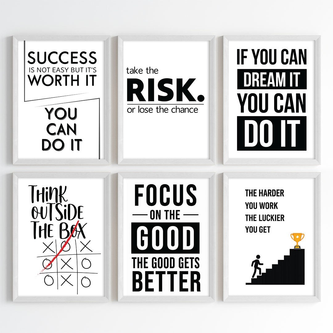 Modern Motivation Office Wall Art (Framed)
