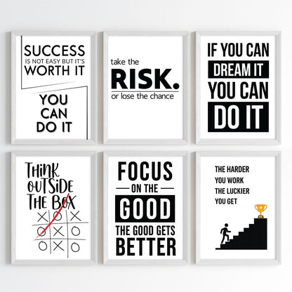 Modern Motivation Office Wall Art (Framed)