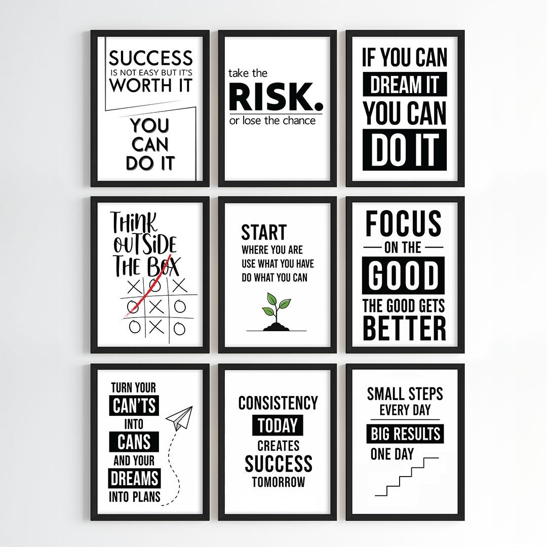 Modern Motivation Office Wall Art (Framed)