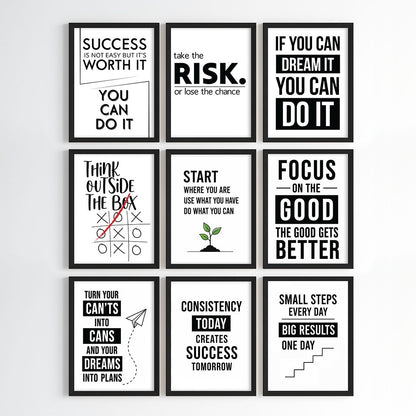 Modern Motivation Office Wall Art (Framed)