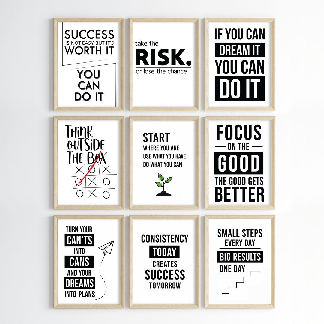 Modern Motivation Office Wall Art (Framed)