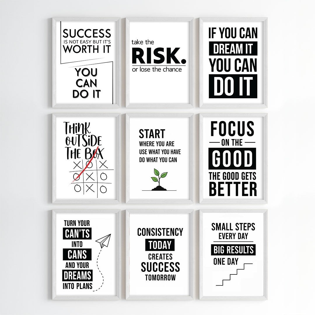 Modern Motivation Office Wall Art (Framed)