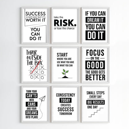 Modern Motivation Office Wall Art (Framed)