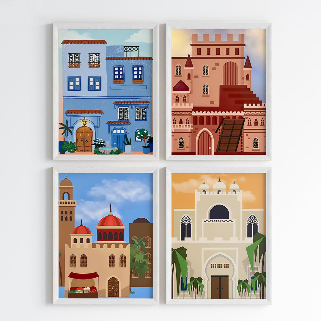 Moroccan Architectural Heritage Wall Art (Framed Set of 4)