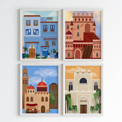Moroccan Architectural Heritage Wall Art (Framed Set of 4)