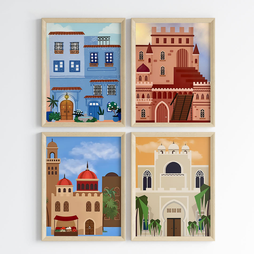 Moroccan Architectural Heritage Wall Art (Framed Set of 4)